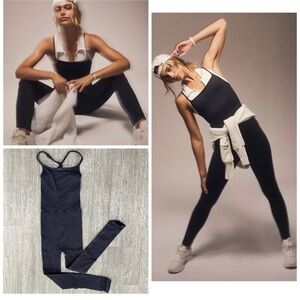 Free People Movement Happiness Runs Square Neck Onesie Black XS/S